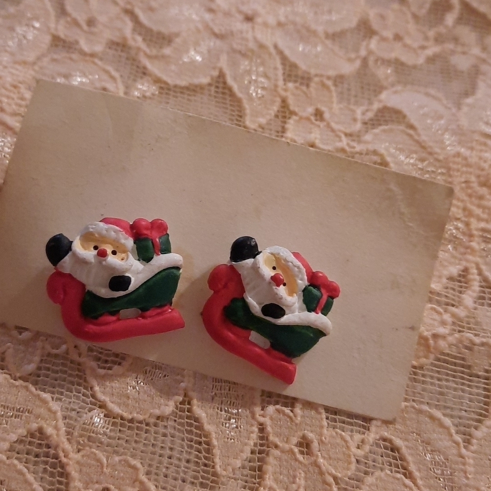 Free With Bundle -Santa earrings,  Santa's sleugh ,Santa slay , presents vintage